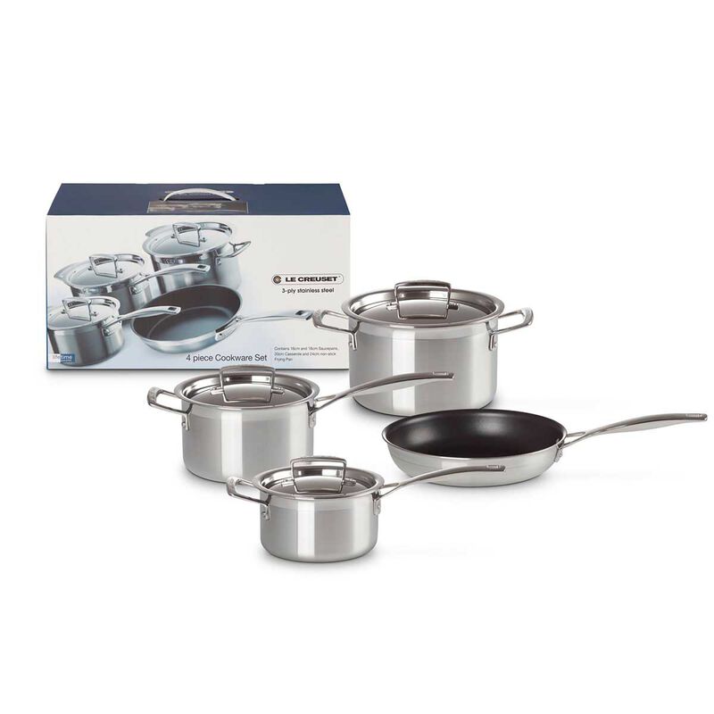 Le Creuset 3-PLY Stainless Steel 4-Piece Cookware Set image number 2